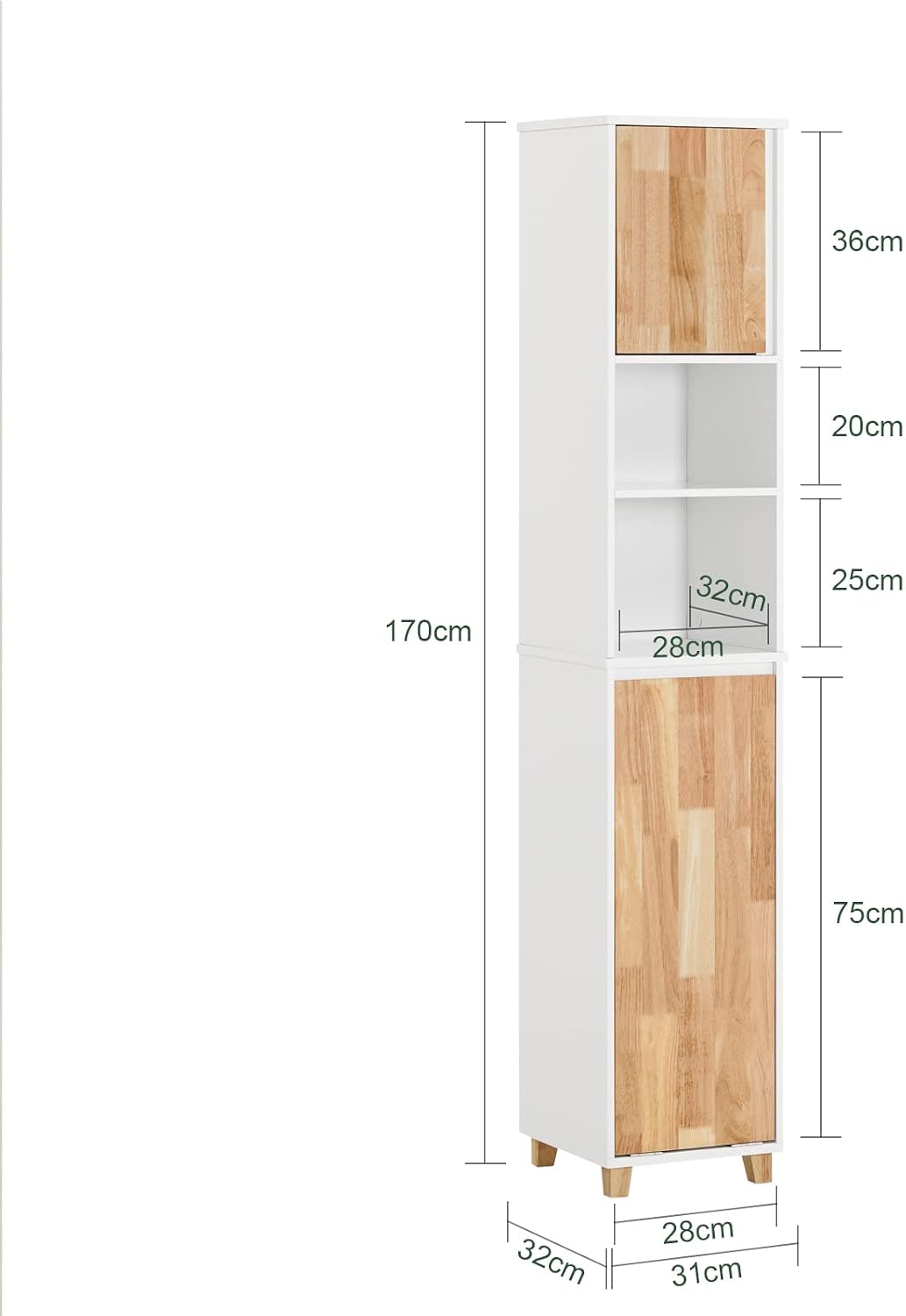 Detalle de SoBuy BZR74-W meuble colonne 170 cm