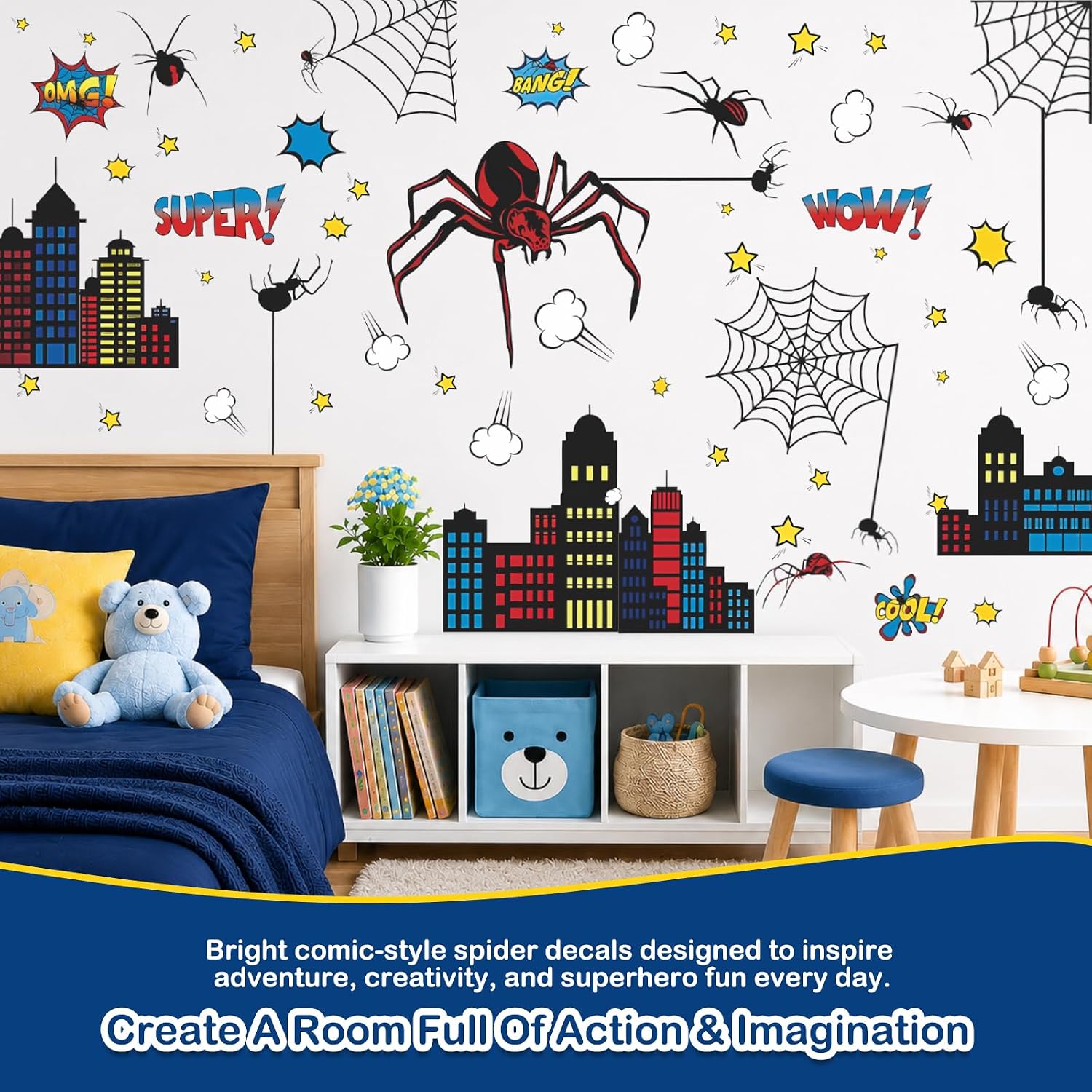 Detalle 1 de Spider Wall Decals, 96-Piece Set