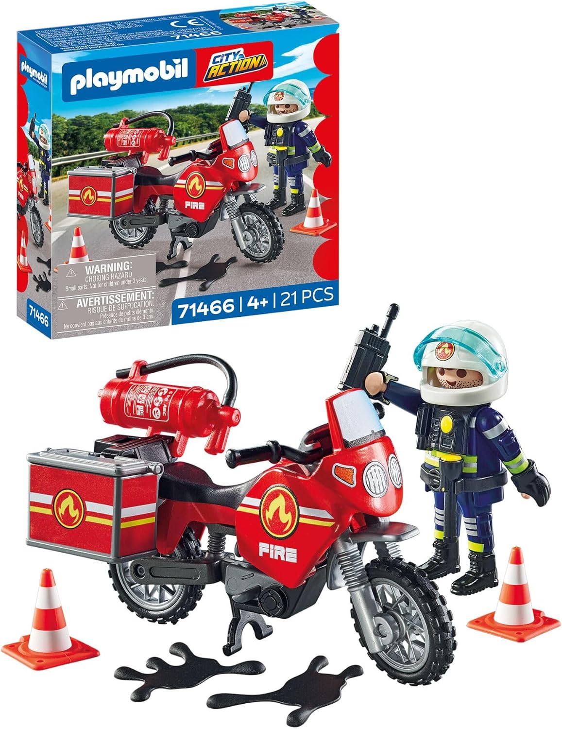 Imagen de Playmobil 71466 Action Heroes: Motorcycle & Oil Spill Incident en OfertitasTOP