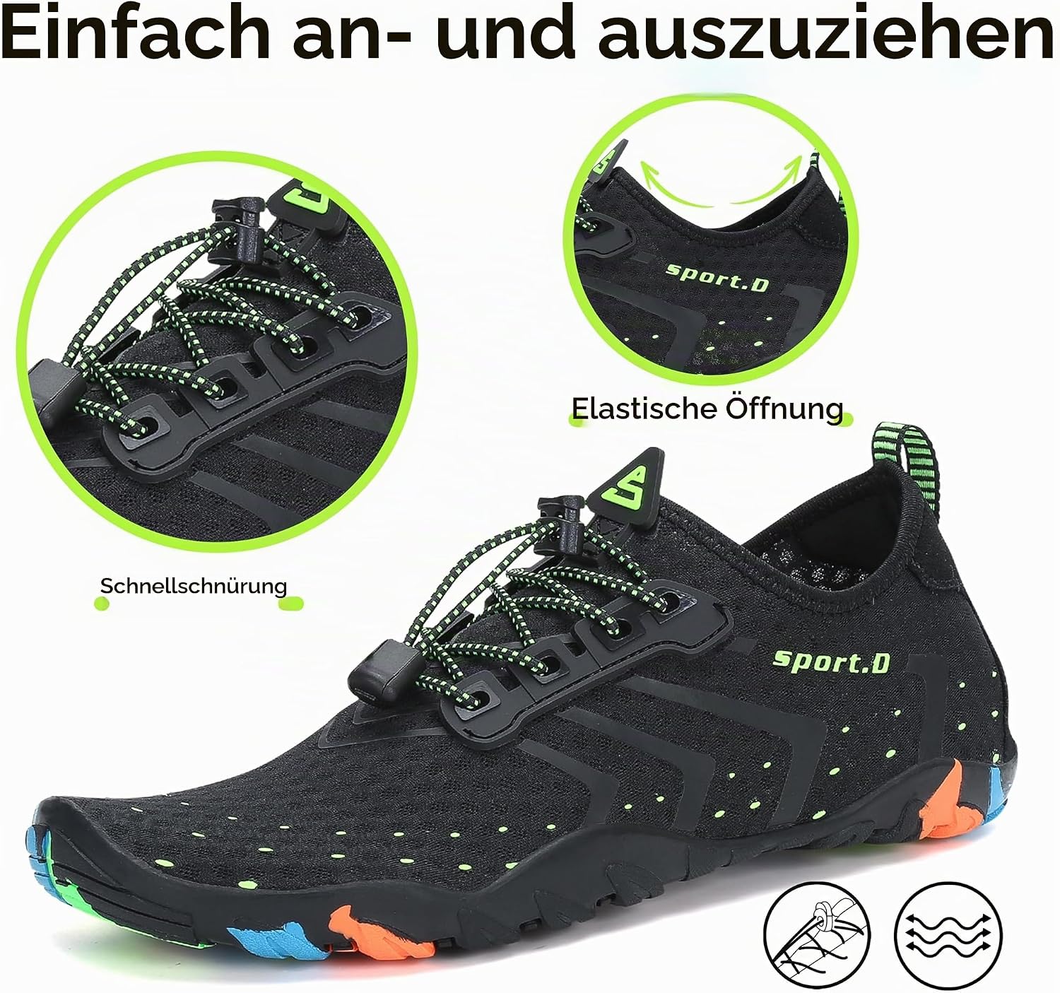 Detalle de SAGUARO Badeschuhe Strandschuhe Aquaschuhe Surfschuhe Wasserschuhe für Damen, Herren und Kinder, GR.35-48