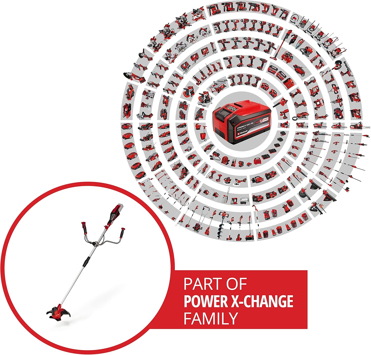 Thumbnail 1 de Einhell AGILLO 18/200 Cordless Brush Cutter (Power X-Change) with Metal Blades, Bump-Feed Spool & Harness — Without Battery