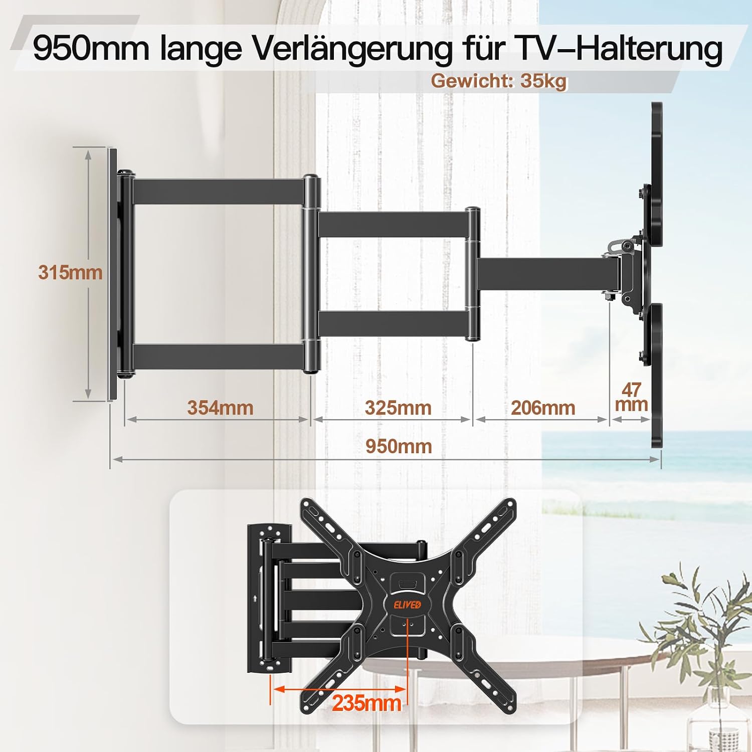 Detalle 2 de ELIVED EV3018 TV Wandhalterung 950mm