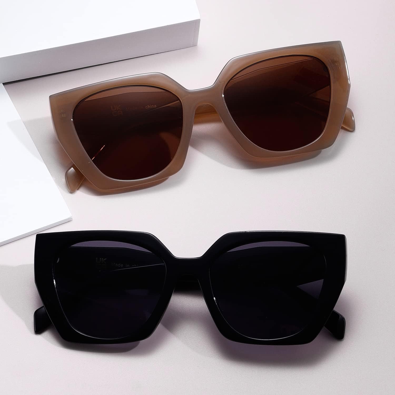 Detalle de Kimorn Sunglasses for Women & Men K1354: Vintage Retro Oversize Square Frames with UV400 Protection