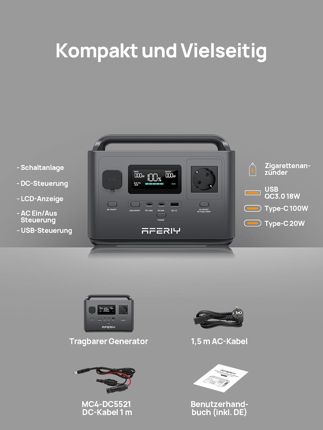 Detalle 2 de AFERIY AF-P040 Powerstation 256Wh 🔌