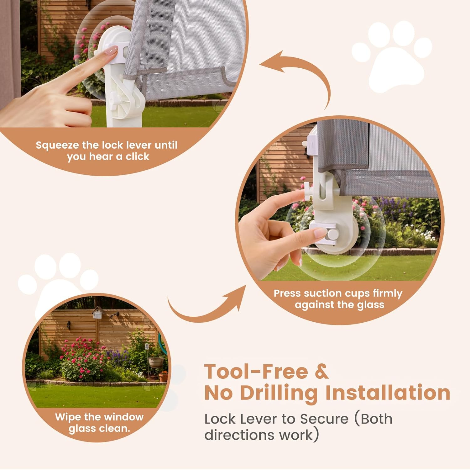 Thumbnail 5 de Gardner Pet amaca pieghevole da finestra fino a 25 kg, 71 x 43 cm con cuscino lavabile e 4 ventose