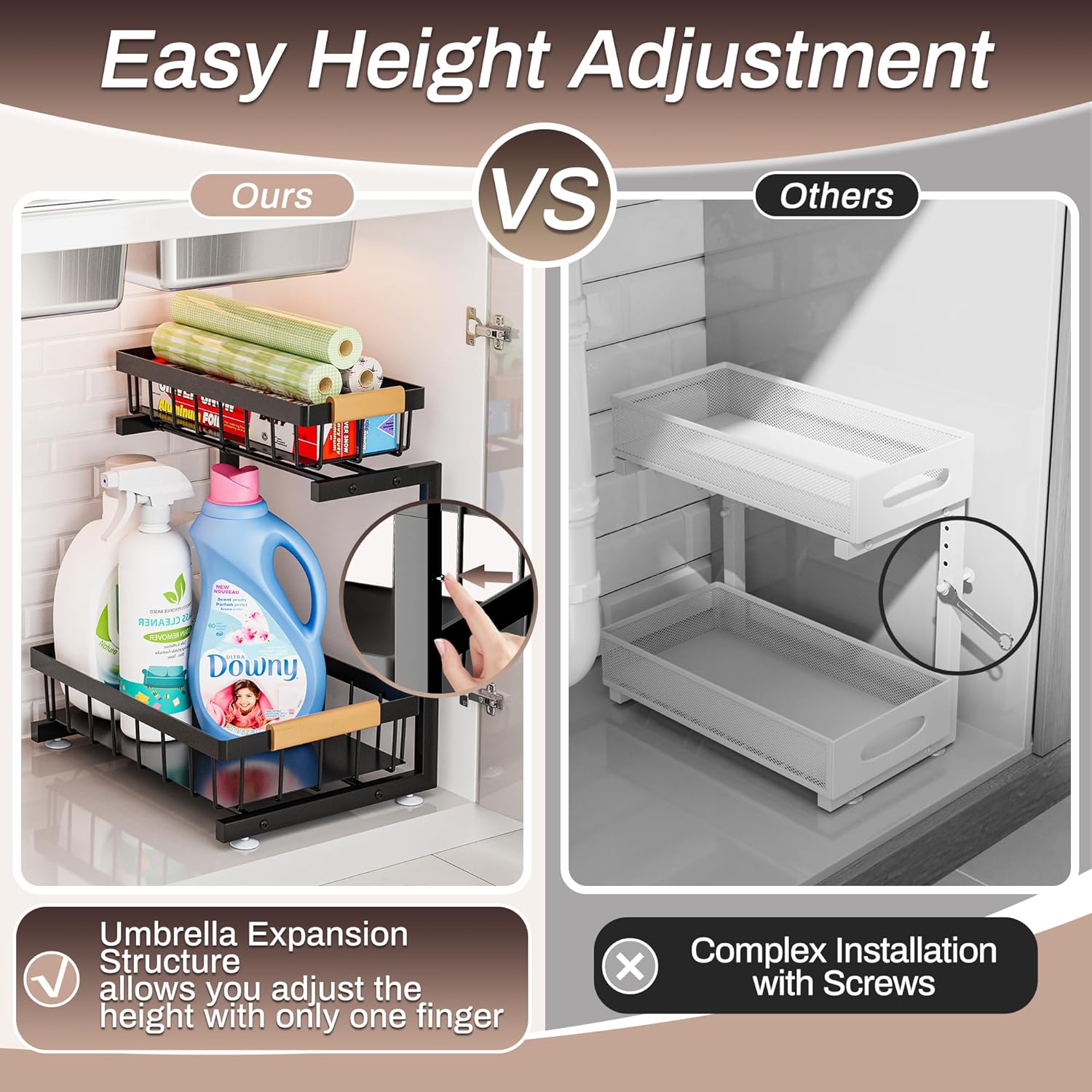 Detalle de ADBIU 2-Tier Under Sink Organizer, 2 Pack ⚙