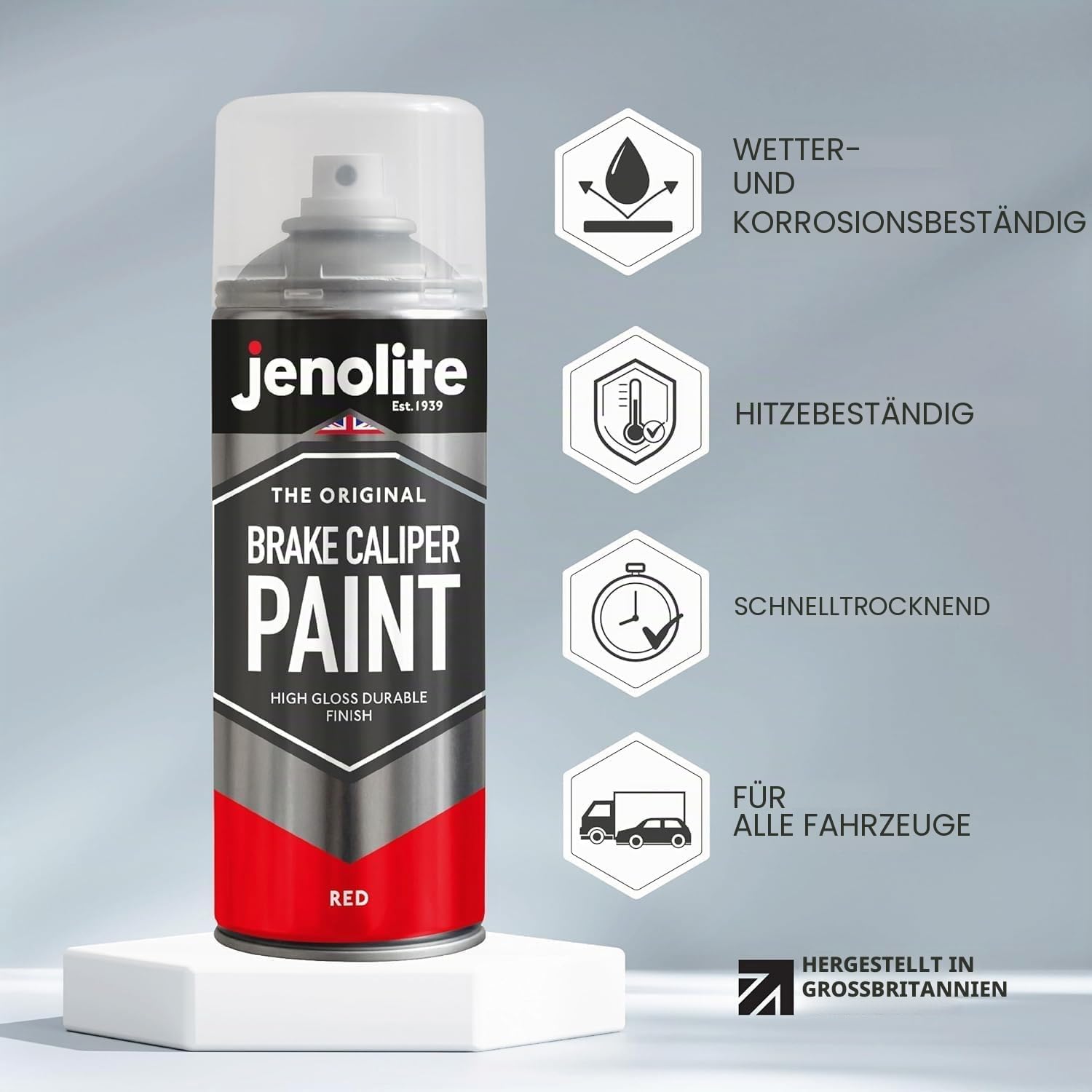 Thumbnail 1 de JENOLITE Bremssattellack Rot – hitzefester Thermolack für Bremsklötze bis 300°C, 400 ml