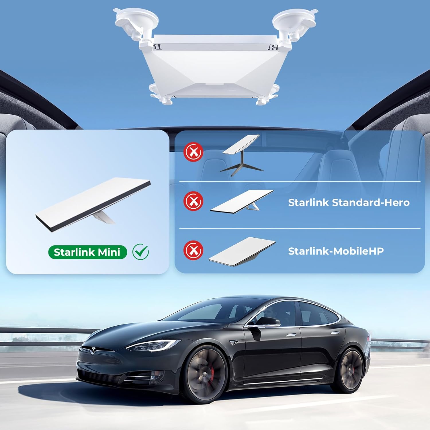 Thumbnail 2 de Starlink Mini Car Mount: All-Weather Suction Kit for Starlink Mini (2 Spare Cups)