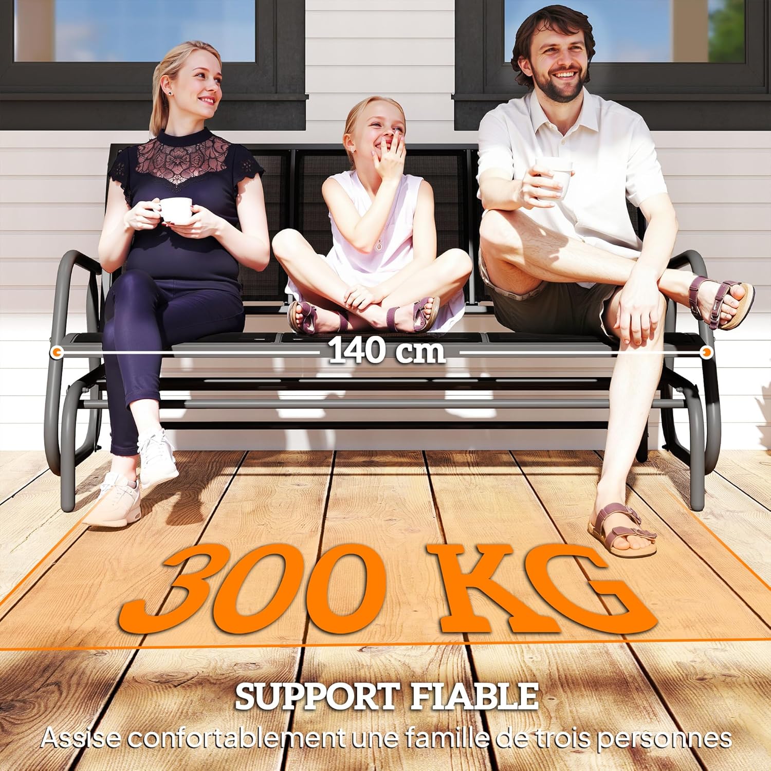 Thumbnail 6 de Outsunny Banc à Bascule de Jardin 3 Places – Design Contemporain et Grand Confort