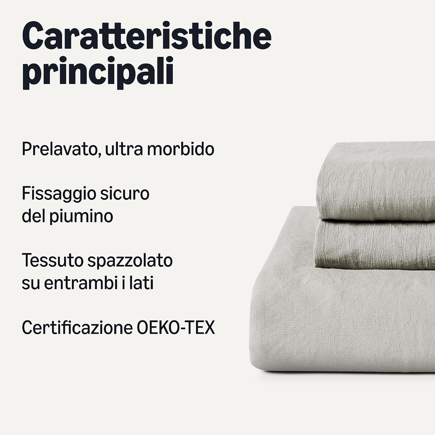 Detalle de Amazon Basics Bettwäsche-Set aus Mikrofaser, 3-teilig, Grau, 240x220 cm + 2x 50x80 cm