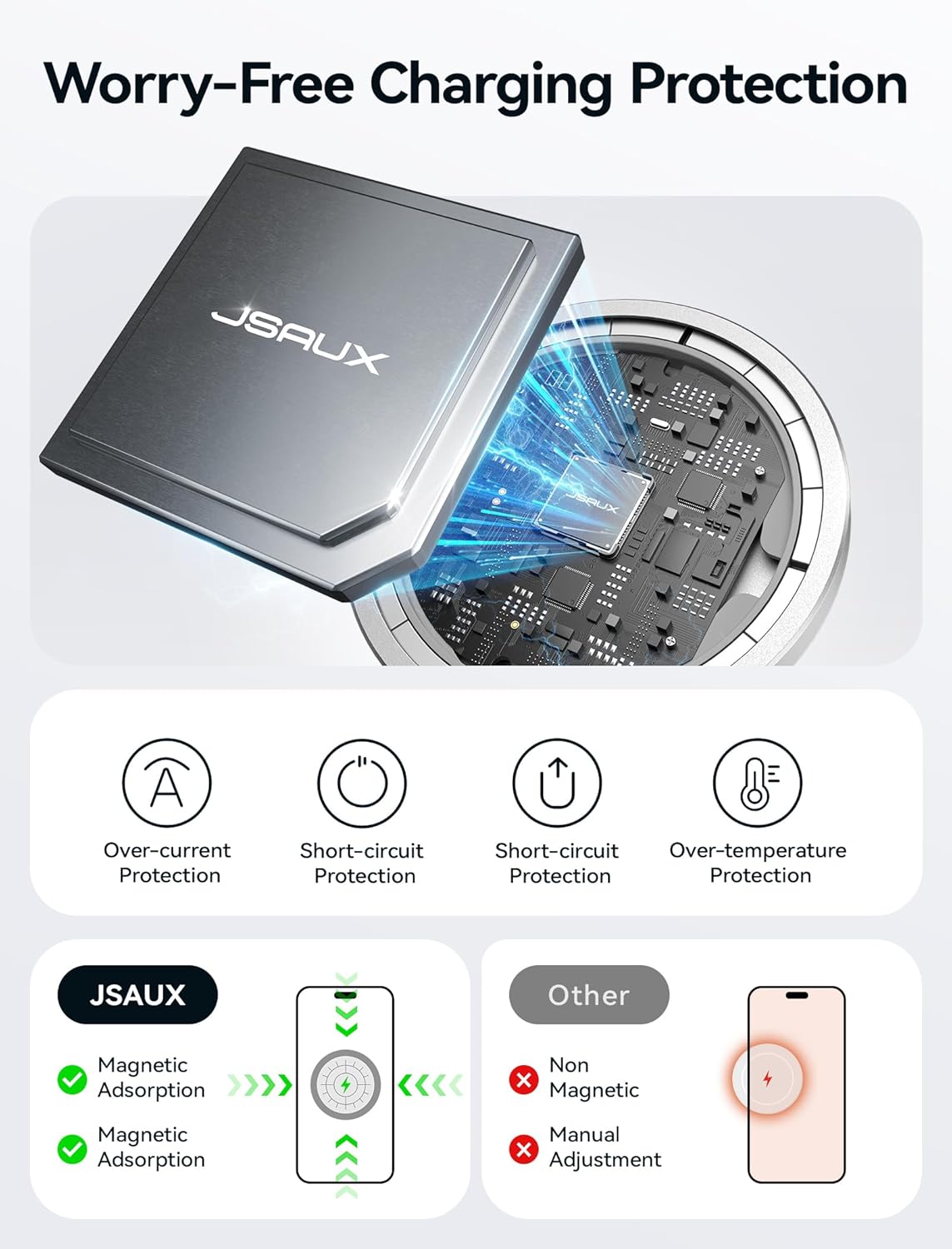 Thumbnail 6 de JSAUX 15W Mag-Safe Ladegerät – magnetisches kabelloses Wireless Charger Pad (iPhone & AirPods, silber)