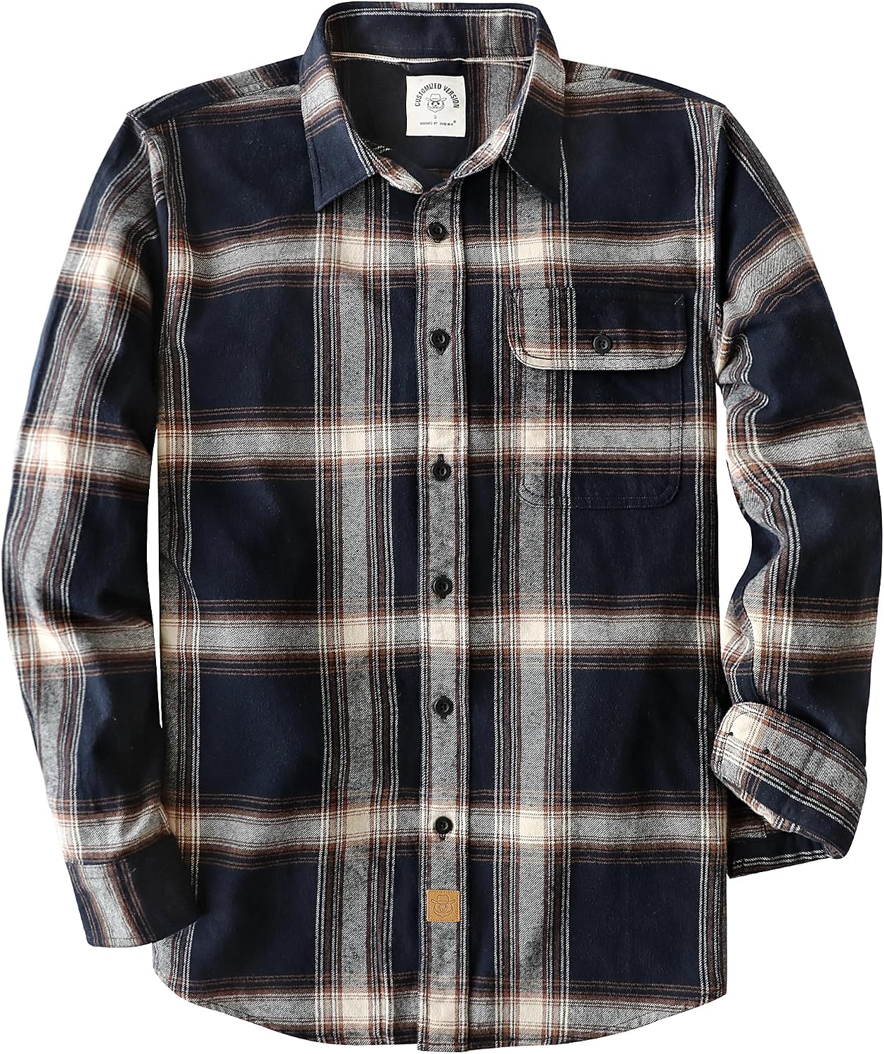Detalle 2 de Dubinik 6 oz Flanellhemd Herren – kariertes Langarmhemd mit Button-Down, Regular Fit