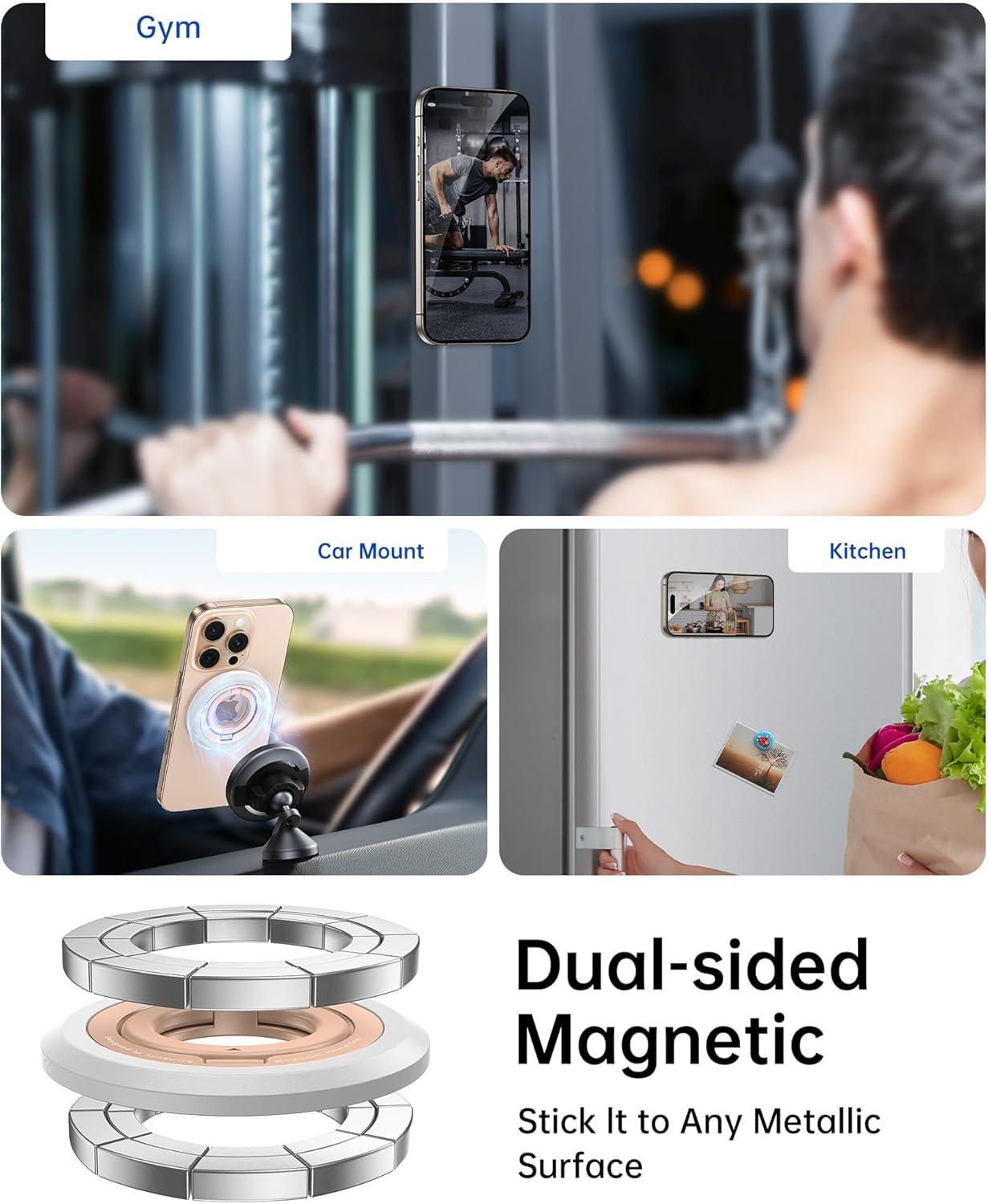 Thumbnail 3 de SYNCWIRE Phone Ring Holder Grip for MagSafe: 360° Rotation, Double-Sided Magnetic Grip