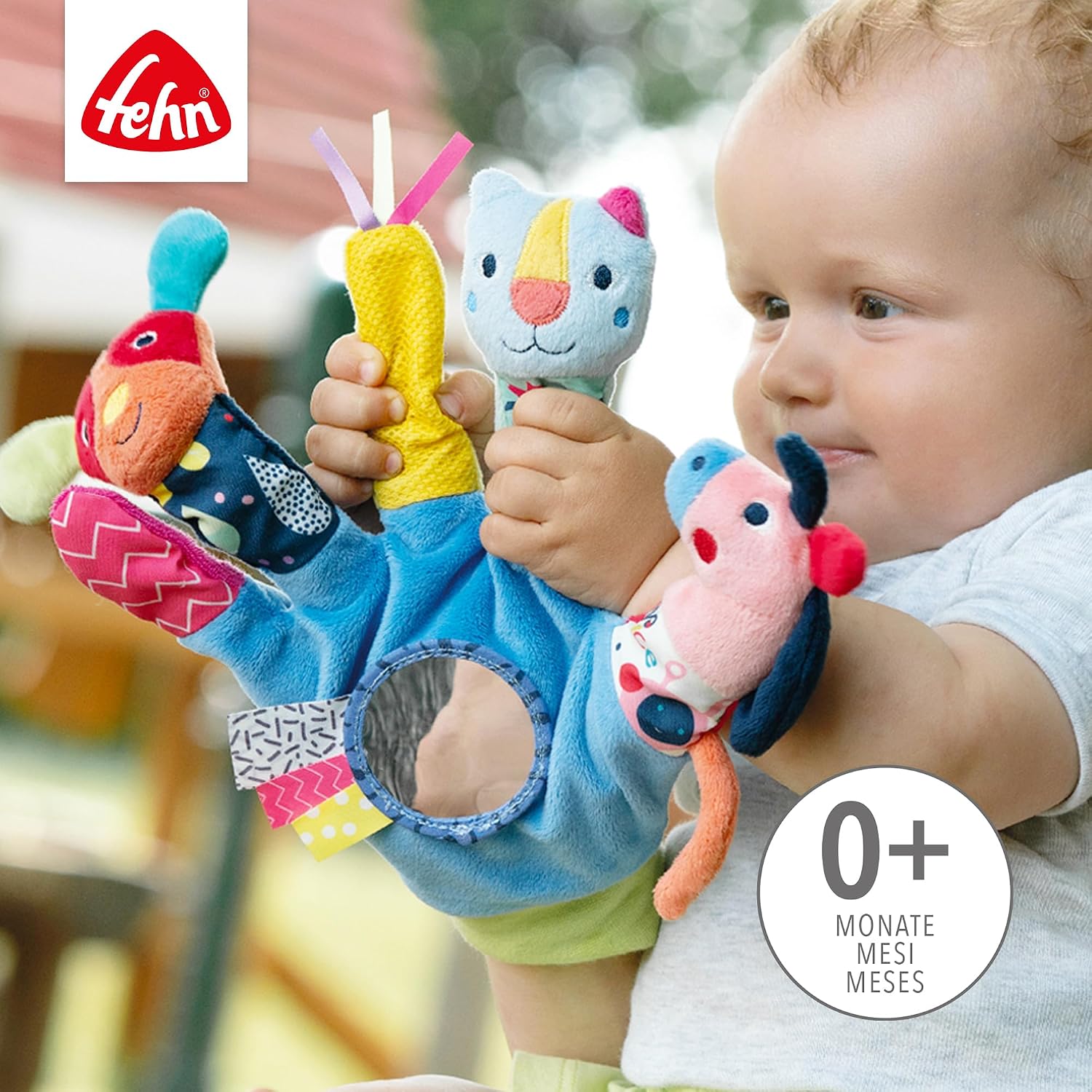 Detalle de Fehn Colour Friends Guante de Juego con Marionetas Bebe 🐶🐱🦄
