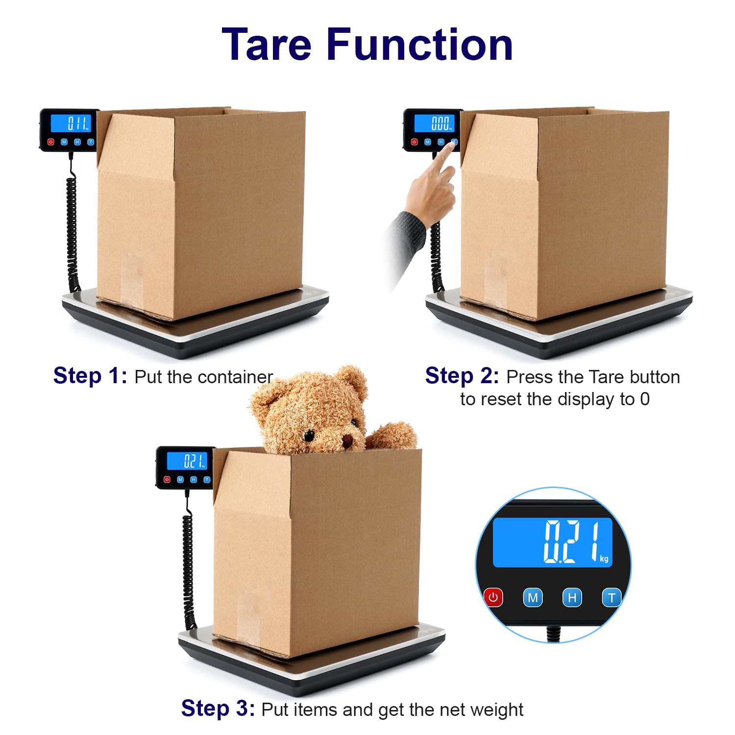 Detalle 2 de TIPRE CS02 Shipping Scale, 440 lb Capacity, Backlit LCD and Type-C