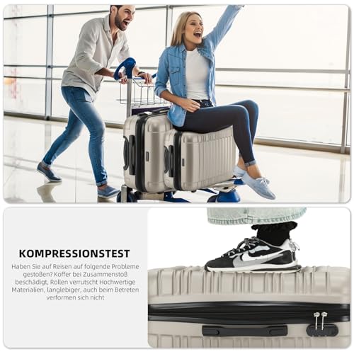 Detalle de BEIBYE Reisekoffer 2088 Hartschalekoffer Größe L – Champagner, ABS-Kunststoff, 75 L