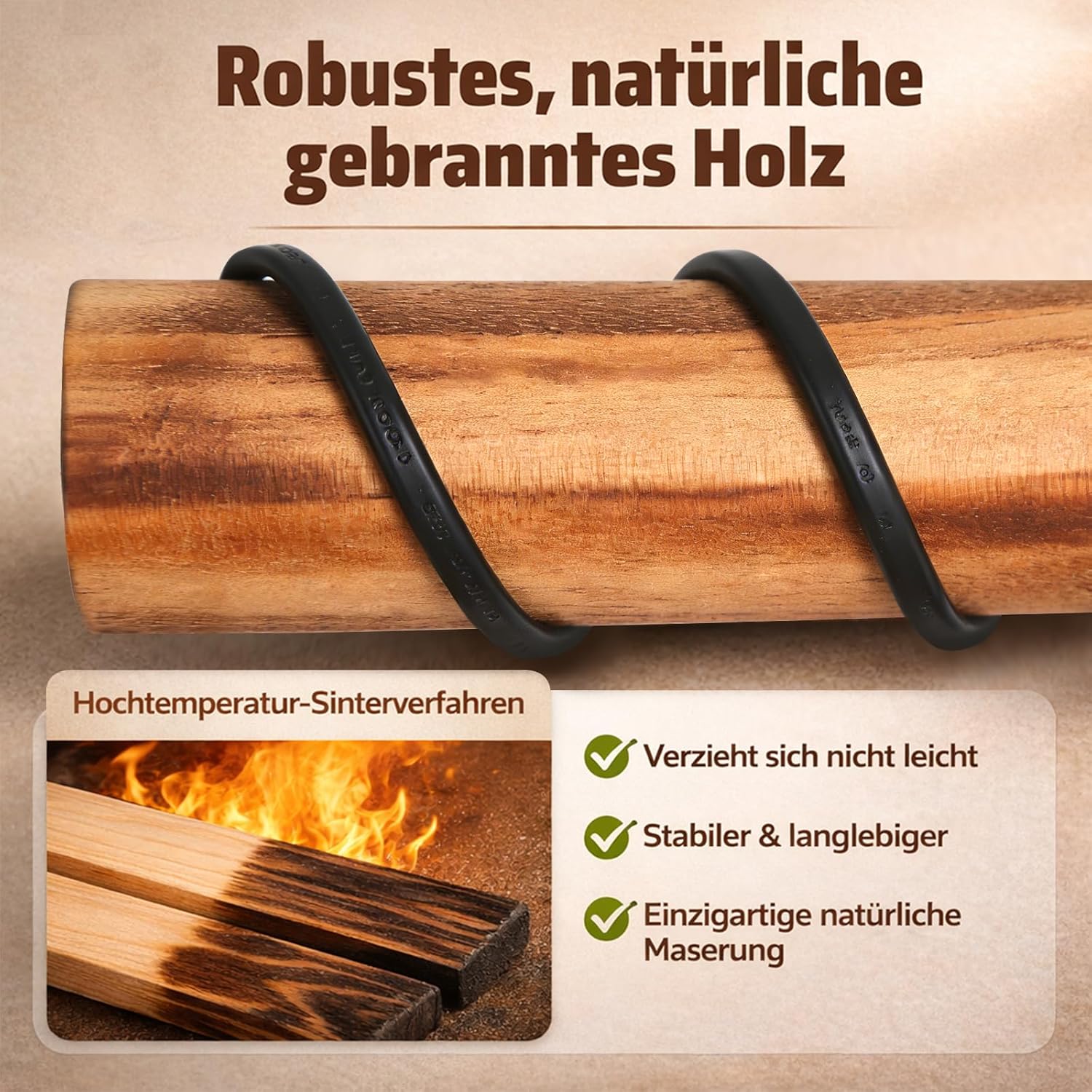 Thumbnail 3 de ZMH Vintage Stehlampe Wohnzimmer Holz – 3-flammig, Industriell, E27, rustikal