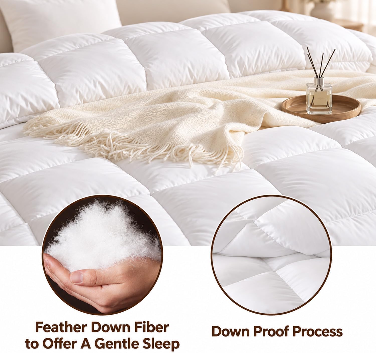 Thumbnail 3 de WhatsBedding CA-GSDC-270-Q-X Queen Comforter, 300 TC Fabric, 8 Corner Tabs