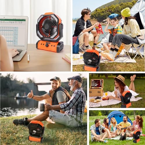 Thumbnail 6 de ELZO Camping Ventilador 20000mAh: ventilación portátil con luz, mando y gancho para exterior