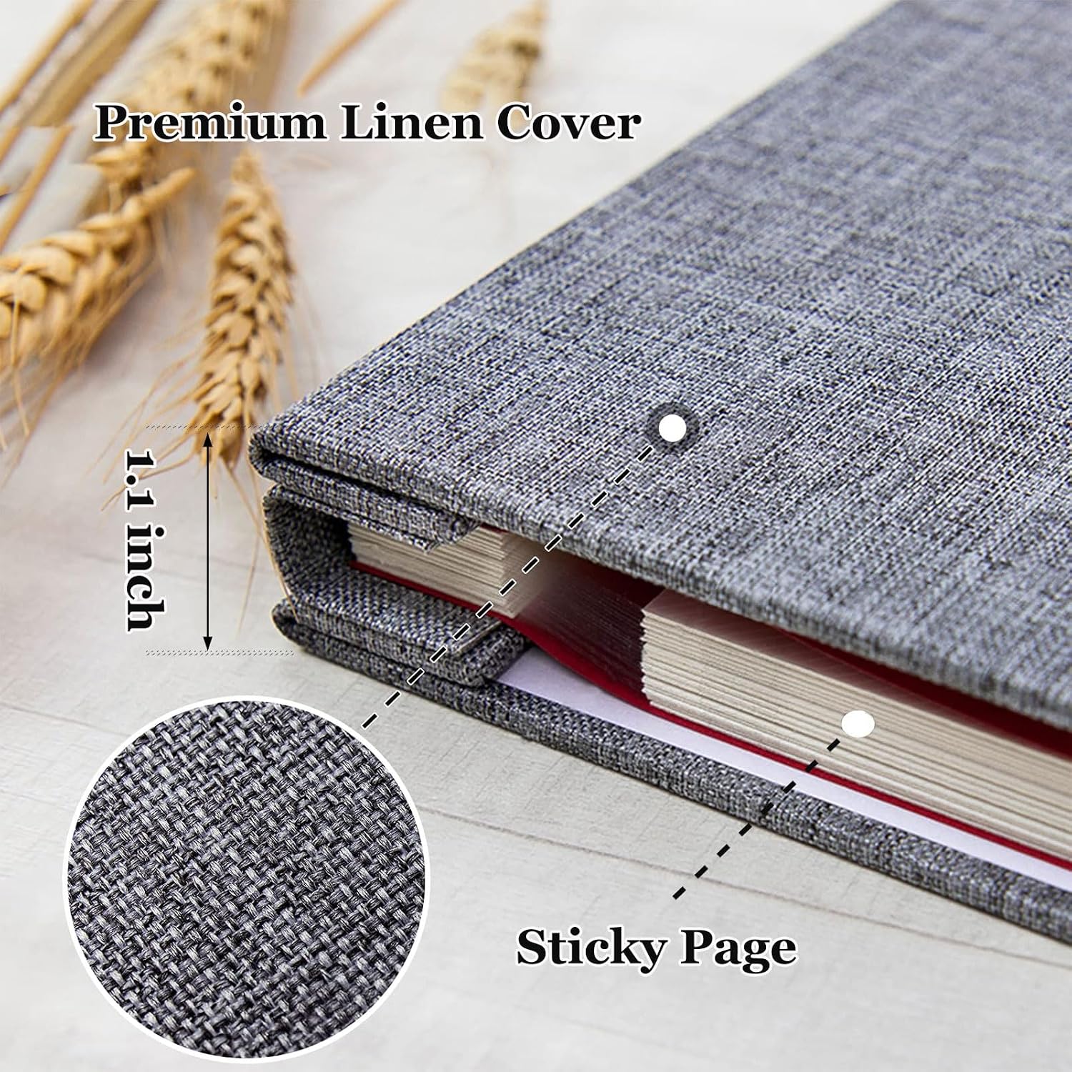Thumbnail 4 de Ponping Large Photo Album Self Adhesive for 3x5, 4x6, 5x7, and 8x10 Photos – Linen Cover, 40Pages