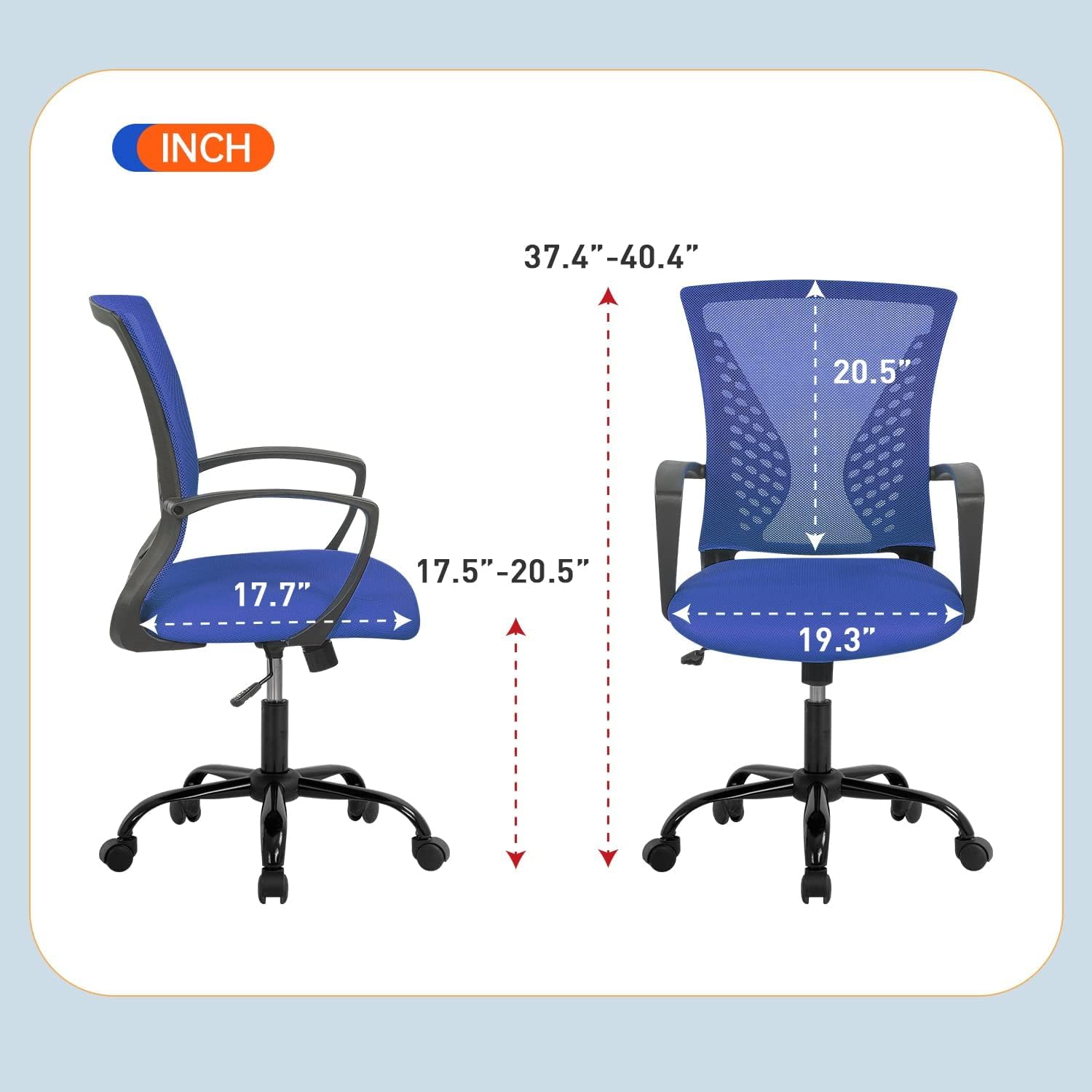 Detalle de BestOffice オフィスチェア メッシュ背もたれ・8cm昇降・ロッキング機能付き