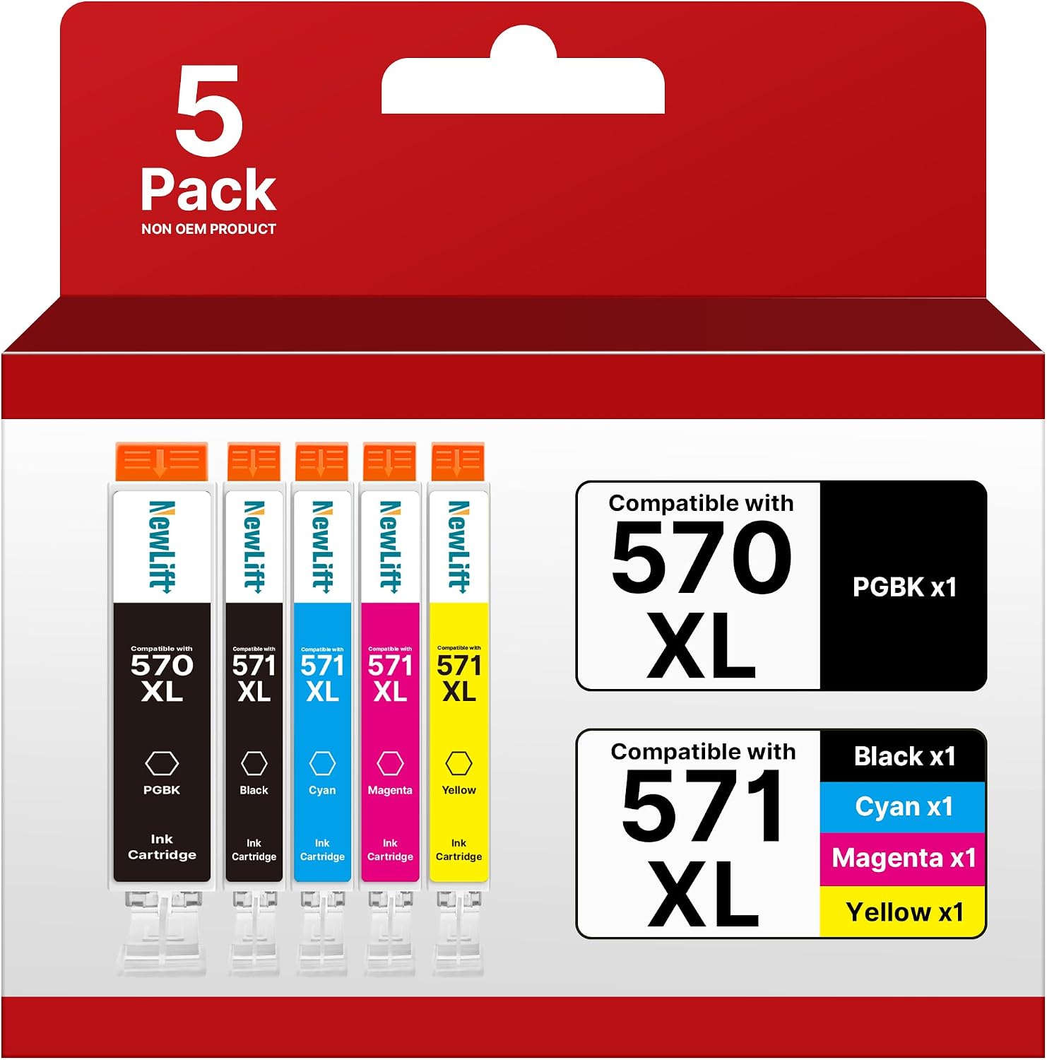 Detalle de NewLift PGI-570 CLI-571 XL Multipack 5er-Pack 🖨