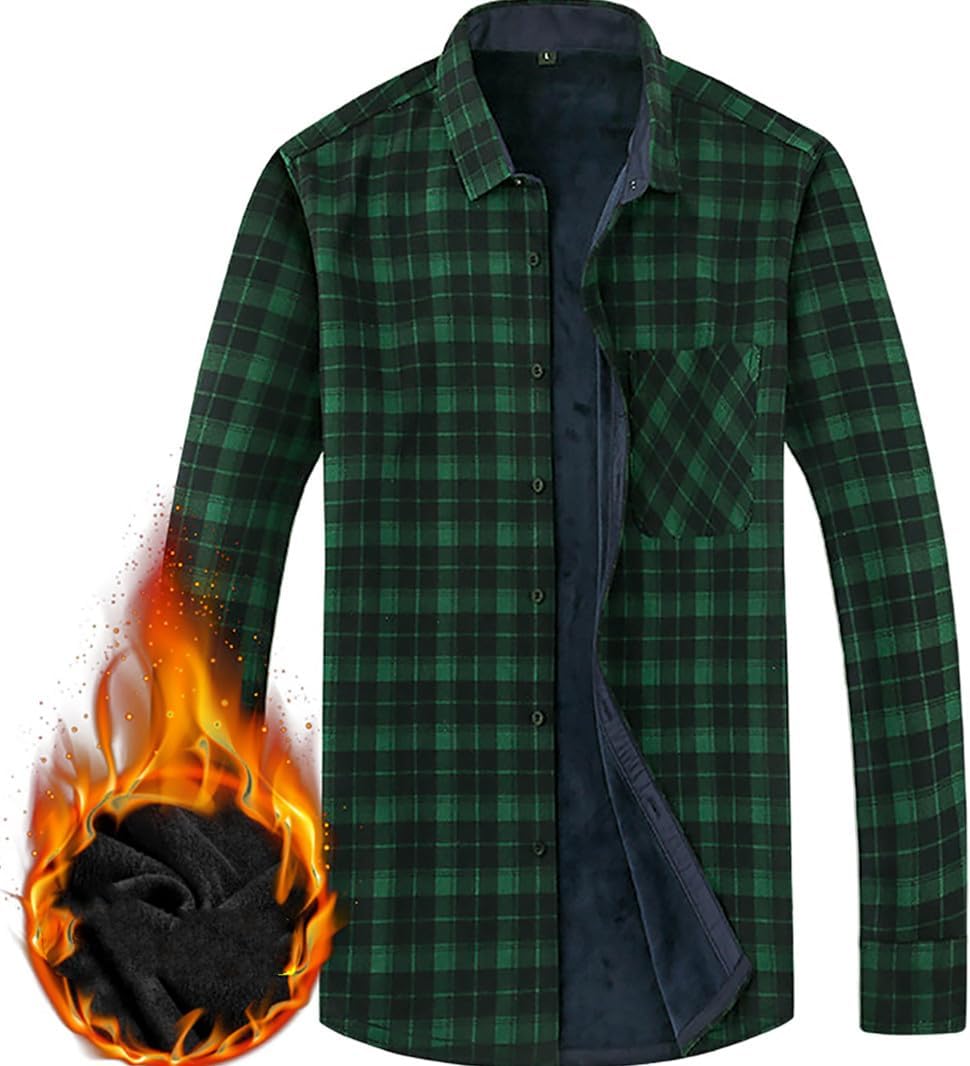 Miaikvs Men's Thicken Plaid Shirt Jacket with Sherpa Lining