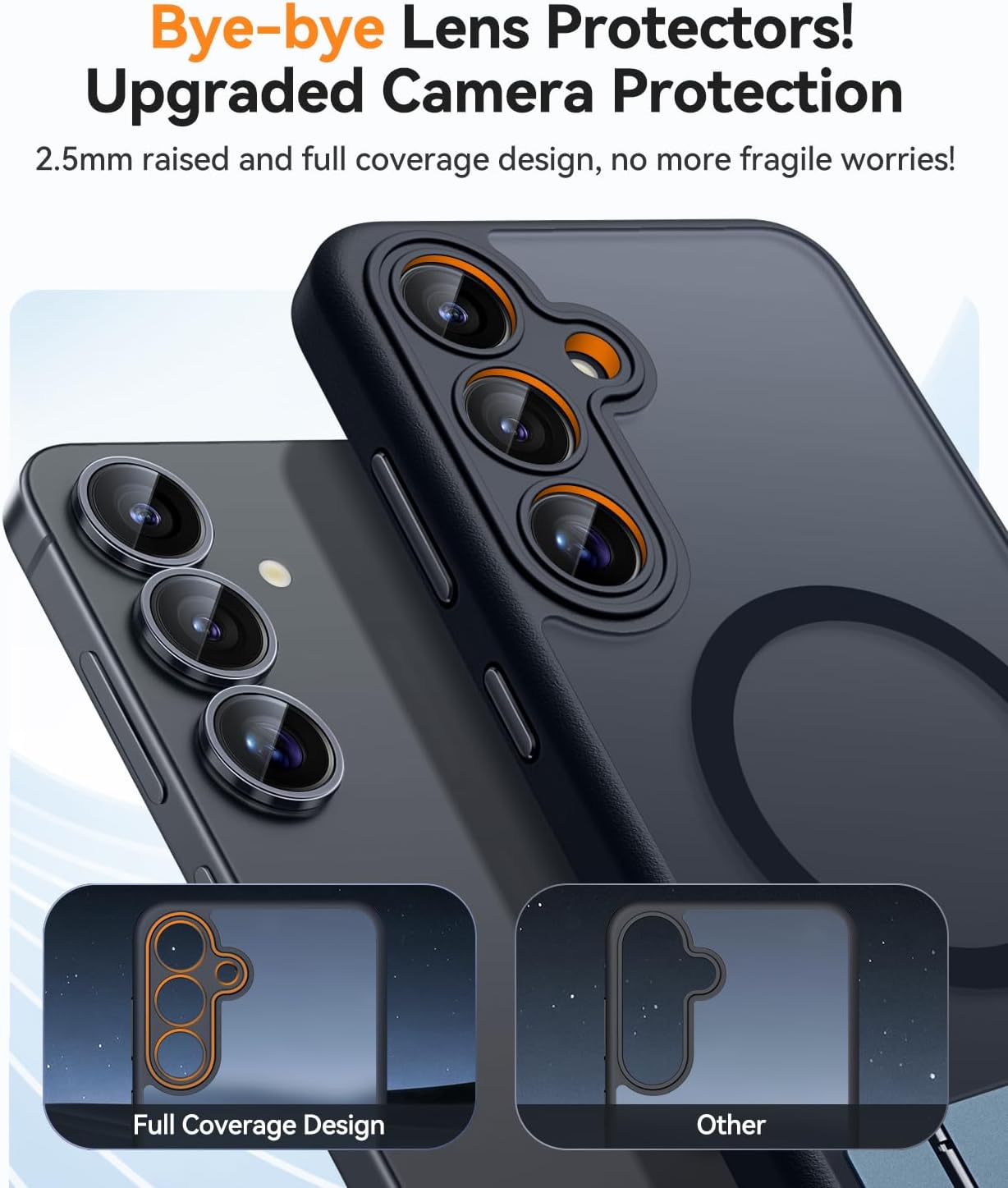 Thumbnail 1 de Coque magnétique CANSHN pour Samsung Galaxy S25 Plus (6,7 pouces) : béquille métal, protection photo et dos mat translucide noir