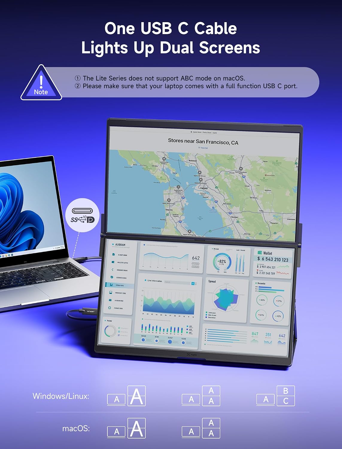 Detalle de JSAUX FlipGo Lite 15.6" Dual/Triple Laptop Screen Extender — Windows Only