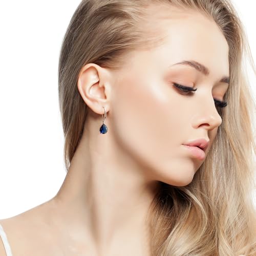 Thumbnail 2 de Aliyoham Blue Sapphire Drop Earrings for Women – September Birthstone in Silver
