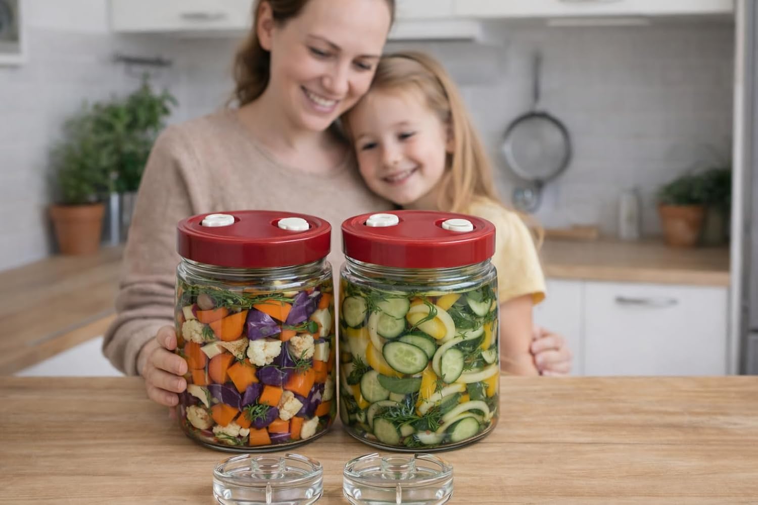 Thumbnail 6 de GREEN WISE Fermentierglas Set 2er – je 1,4 L mit Gärventil, Deckel & Gewichten