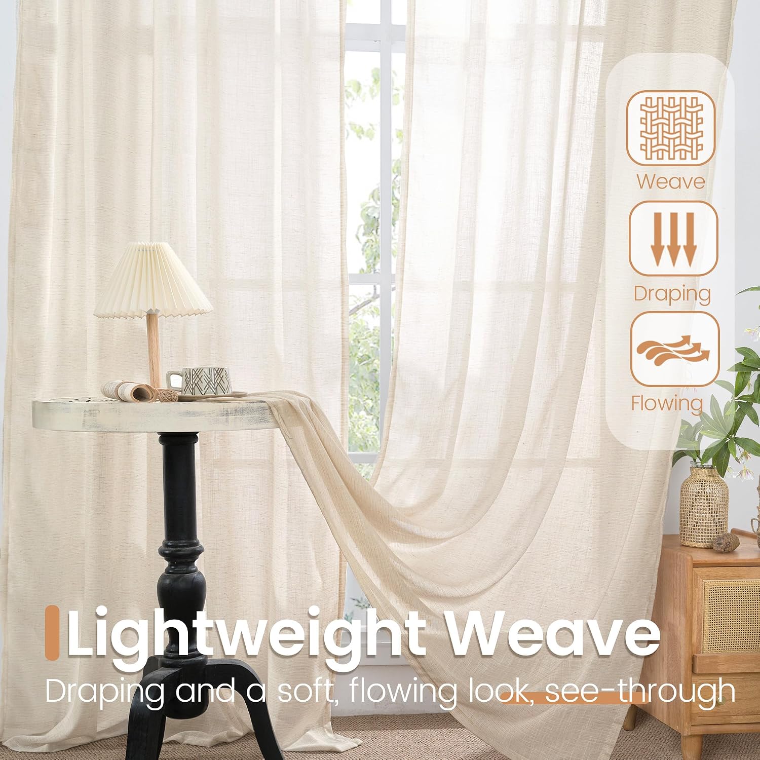 Thumbnail 4 de BGment Sheer Linen Curtains, 84-Inch