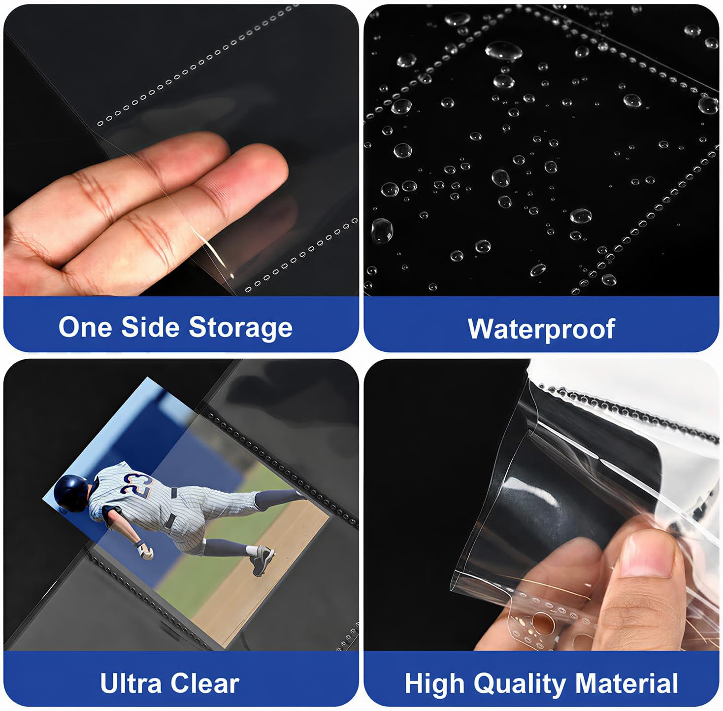 Thumbnail 3 de 50 Pack 9 Pocket Card Sleeves Binder Sheets for 3-Ring Binders