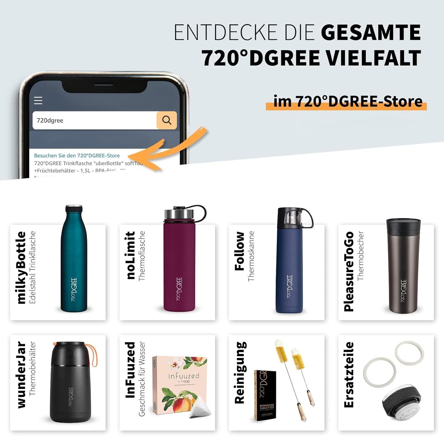 Thumbnail 3 de 720°DGREE borraccia fitness con manico uberBottle Jug da 2300 ml, senza BPA