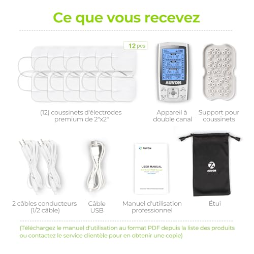 Thumbnail 6 de AUVON 3 en 1 TENS/EMS/Massage Électrostimulateur Musculaire — polyvalent et rechargeable