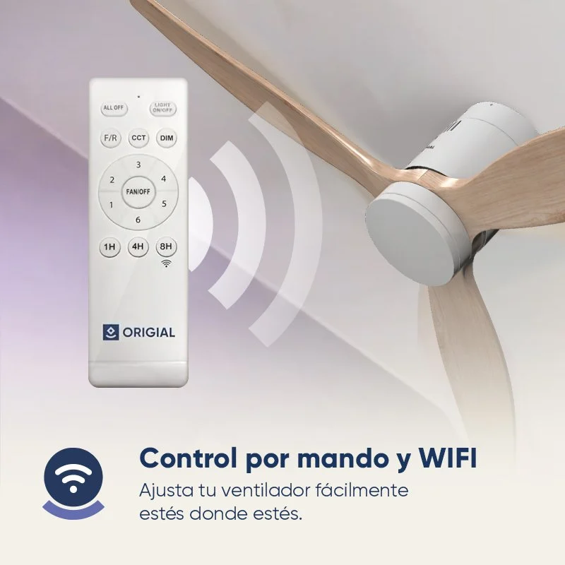 Thumbnail 1 de Origial AIRBLISS CEILING 25WWOOD WIFI: Ventilador de Techo 132 cm con Luz, Madera y Control WiFi