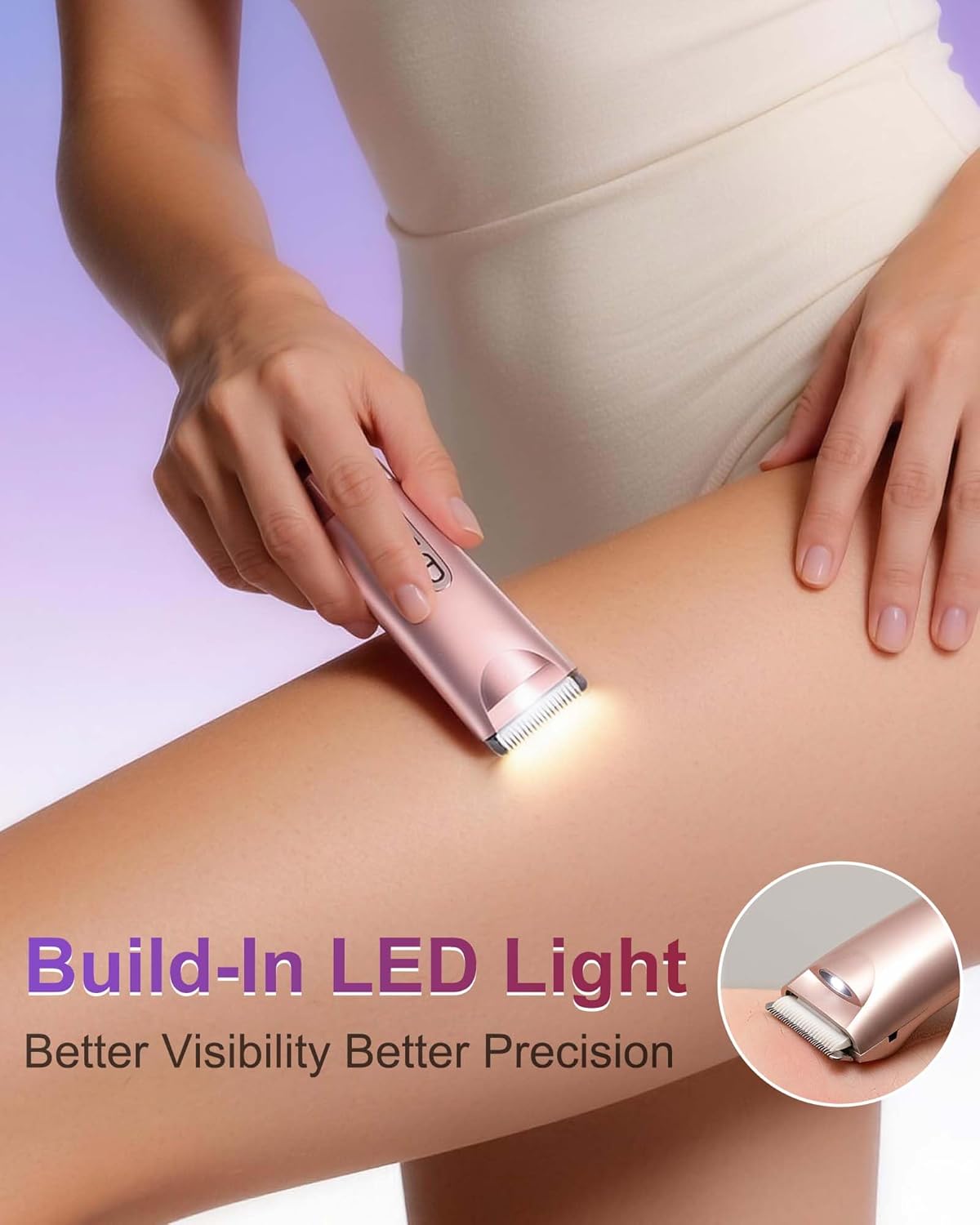 Thumbnail 1 de Women’s Bikini Trimmer with LED Light (2-in-1) – Waterproof, Rechargeable Lady Shaver for Body & Facial Areas