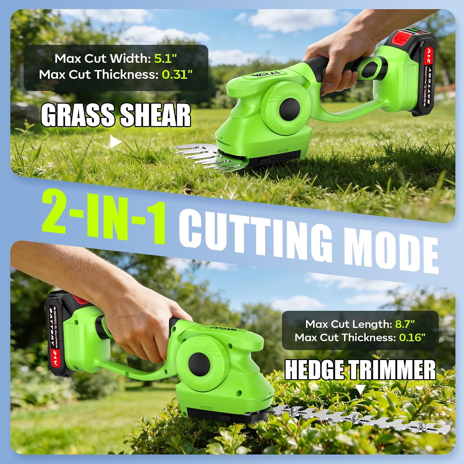 Detalle 2 de Supleap 2-in-1 Cordless Hedge Trimmer 600W