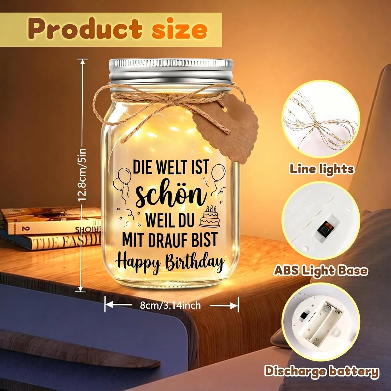 Thumbnail 2 de Johiux Geburtstag Geschenkset – Happy Birthday LED-Flaschenlicht mit Biene und Karte