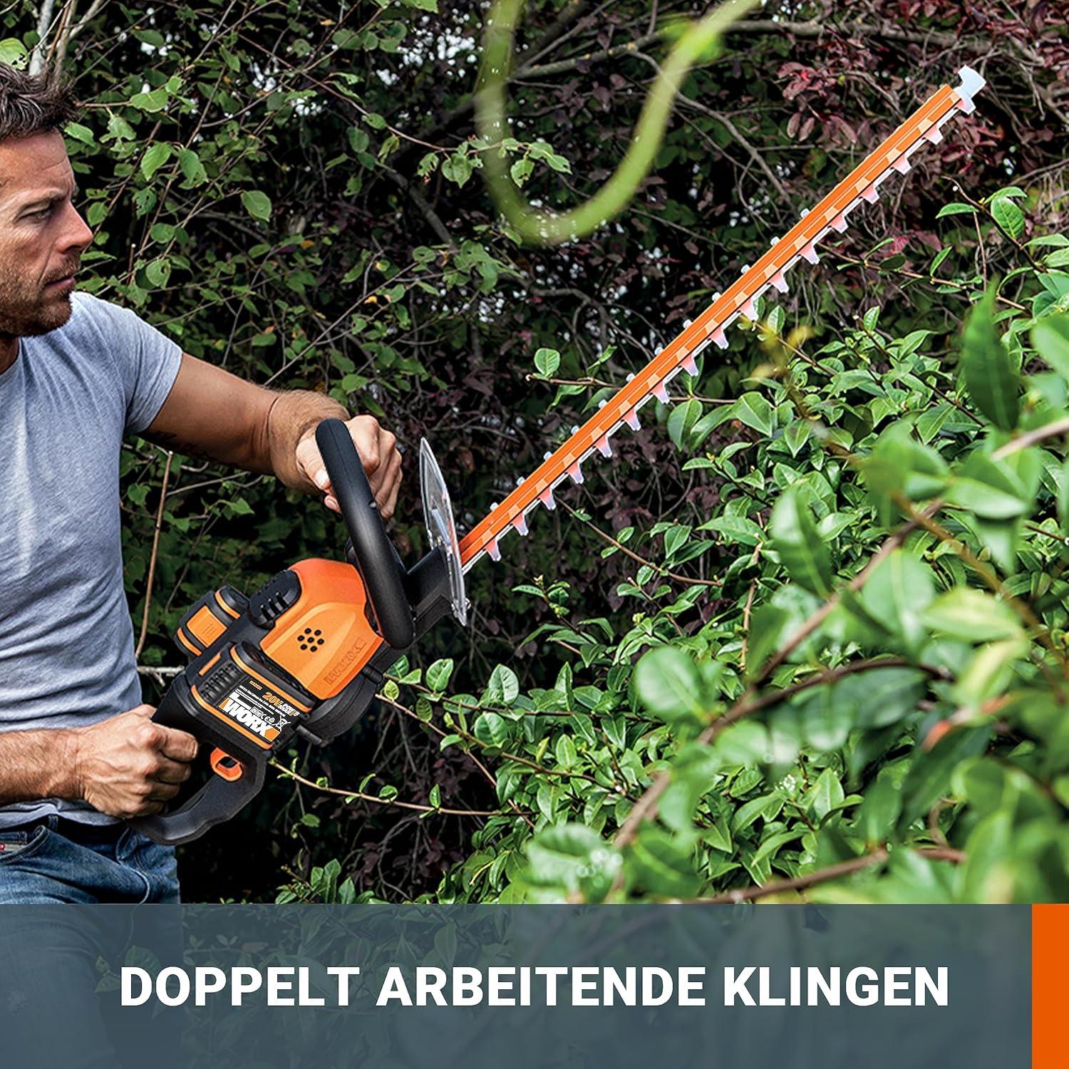 Thumbnail 2 de WORX WG284E.9 Akku-Heckenschere 40V (2×20V) mit 60 cm Dual-Klingen