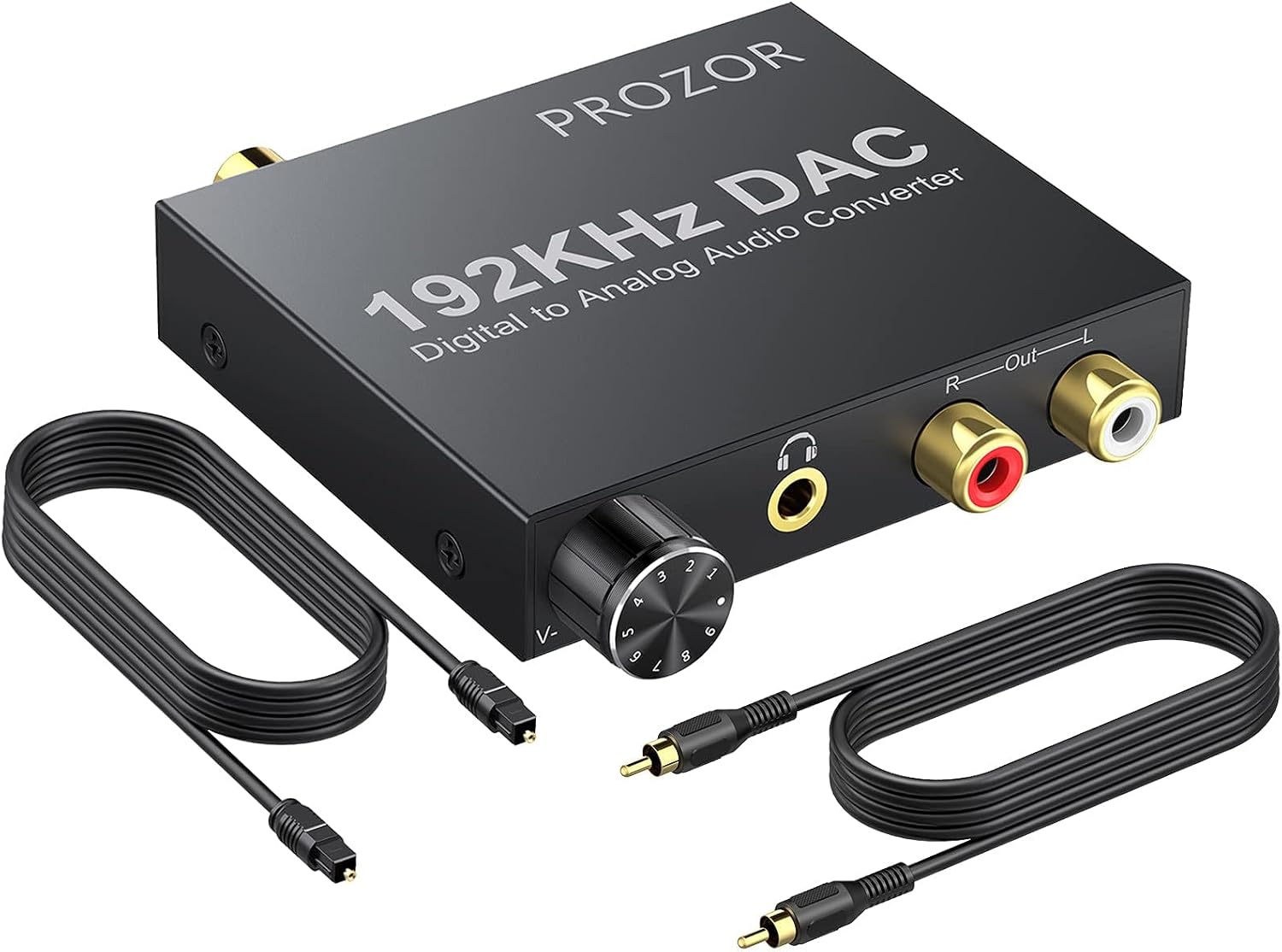 Detalle de PROZOR DA-converter 192 kHz met volumeregelaar, Toslink en coaxiaal