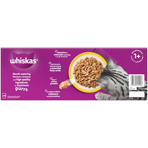 Detalle de Whiskas Adult Wet Cat Food in Jelly Poultry Feasts 40x85g — A practical daily dinner for 1+ cats
