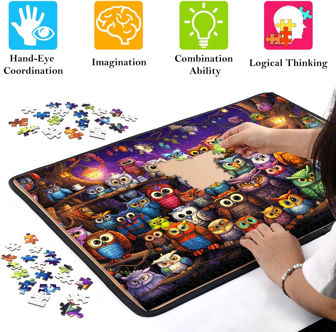 Thumbnail 5 de HUADADA Jigsaw Puzzles 1000 Piece Owl Family