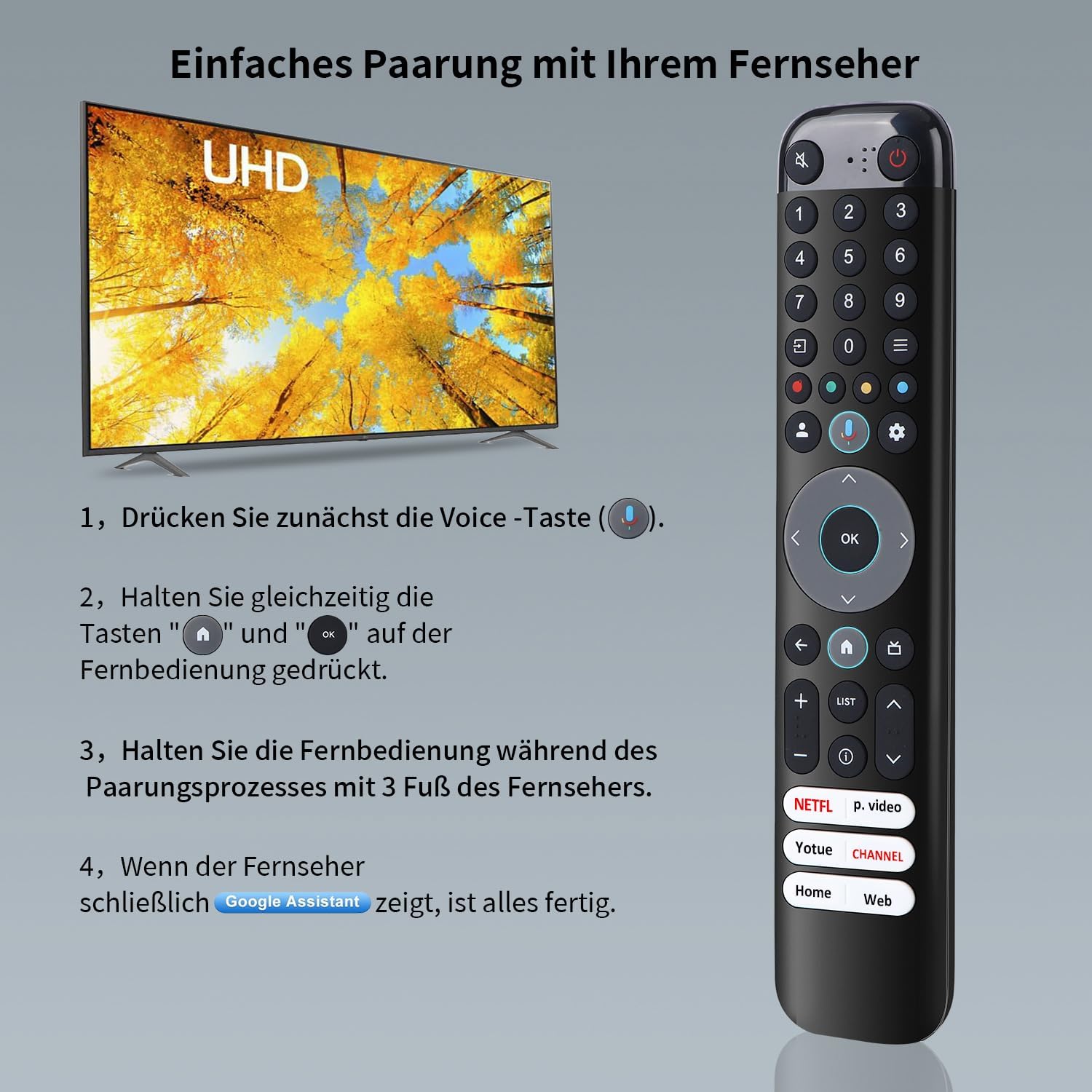 Thumbnail 3 de Gvirtue Sprach-Fernbedienung RC833/RC813 für TCL TV (Ersatz für Original), kompatibel mit TCL Android/Google Smart TV