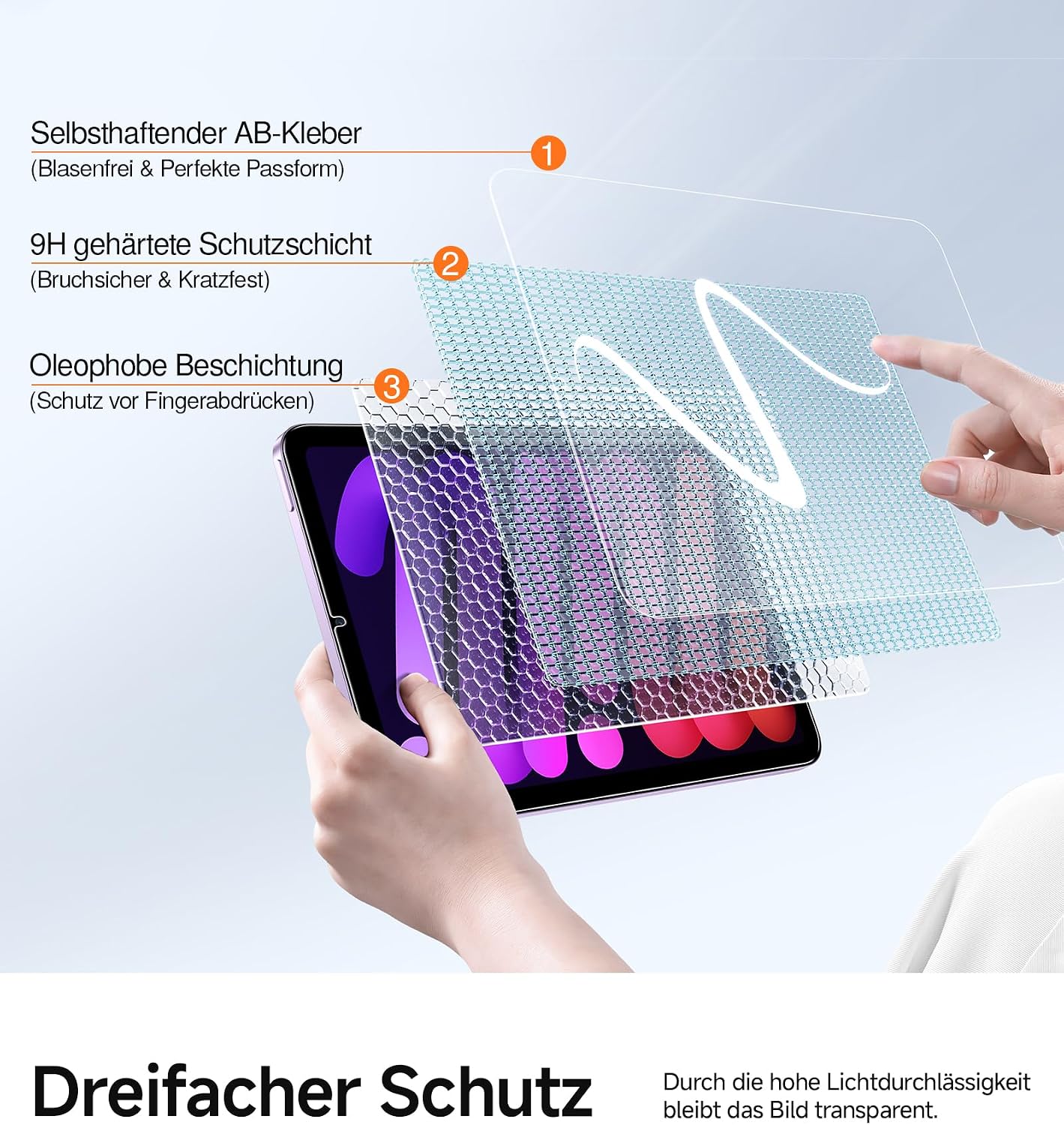 Detalle 2 de SMARTDEVIL 2er Schutzfolie aus gehärtetem Glas für iPad Air 5./4. Gen. 10,9" & iPad Pro 11" – Kratzfest, blasenfrei, ultrascharf