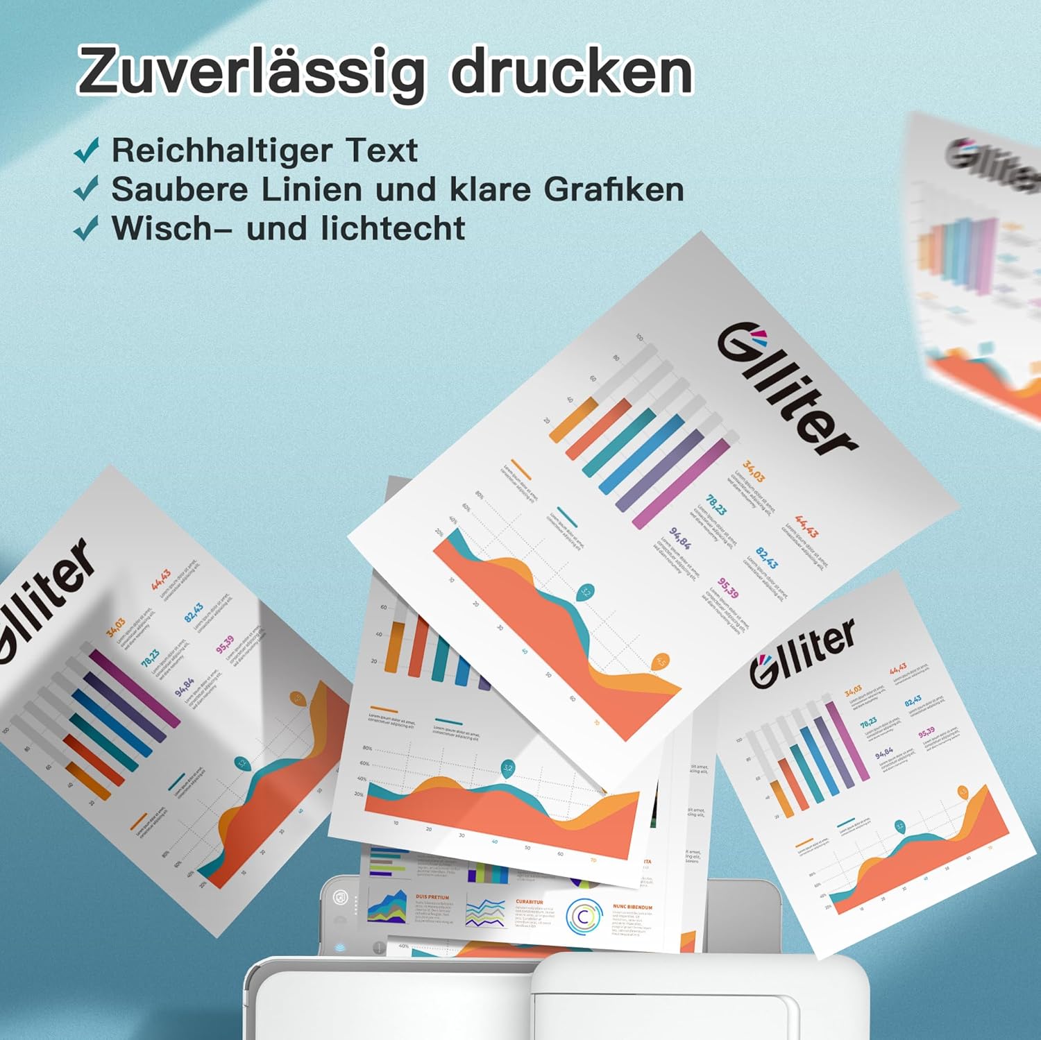 Thumbnail 3 de Glliter 903XL Multipack kompatibel mit HP 903 XL (4er-Set: Schwarz, Cyan, Magenta, Gelb)