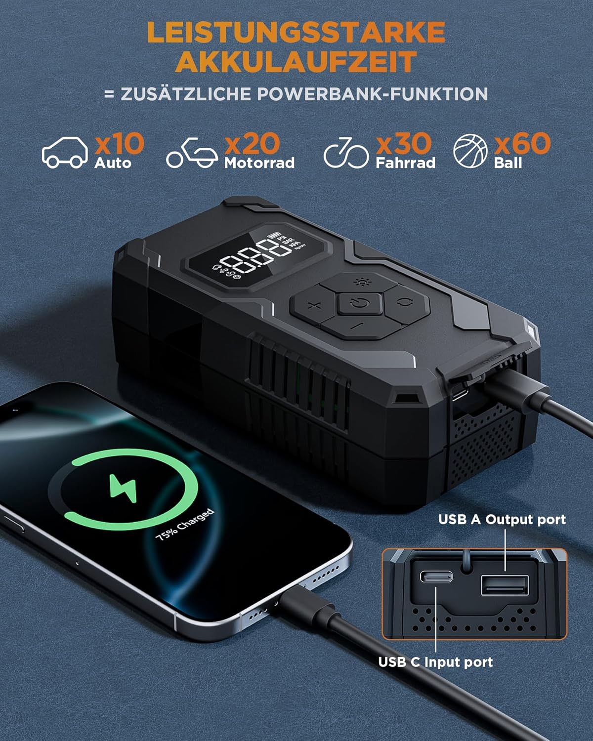 Thumbnail 4 de Tiiletzote Elektrische Luftpumpe 150 PSI Reifenpumpe ⛽️