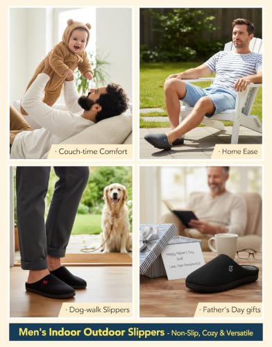 Thumbnail 6 de VeraCosy Men's Two-Tone Memory Foam Slippers (Muted Black/Grey) – UK 10–11