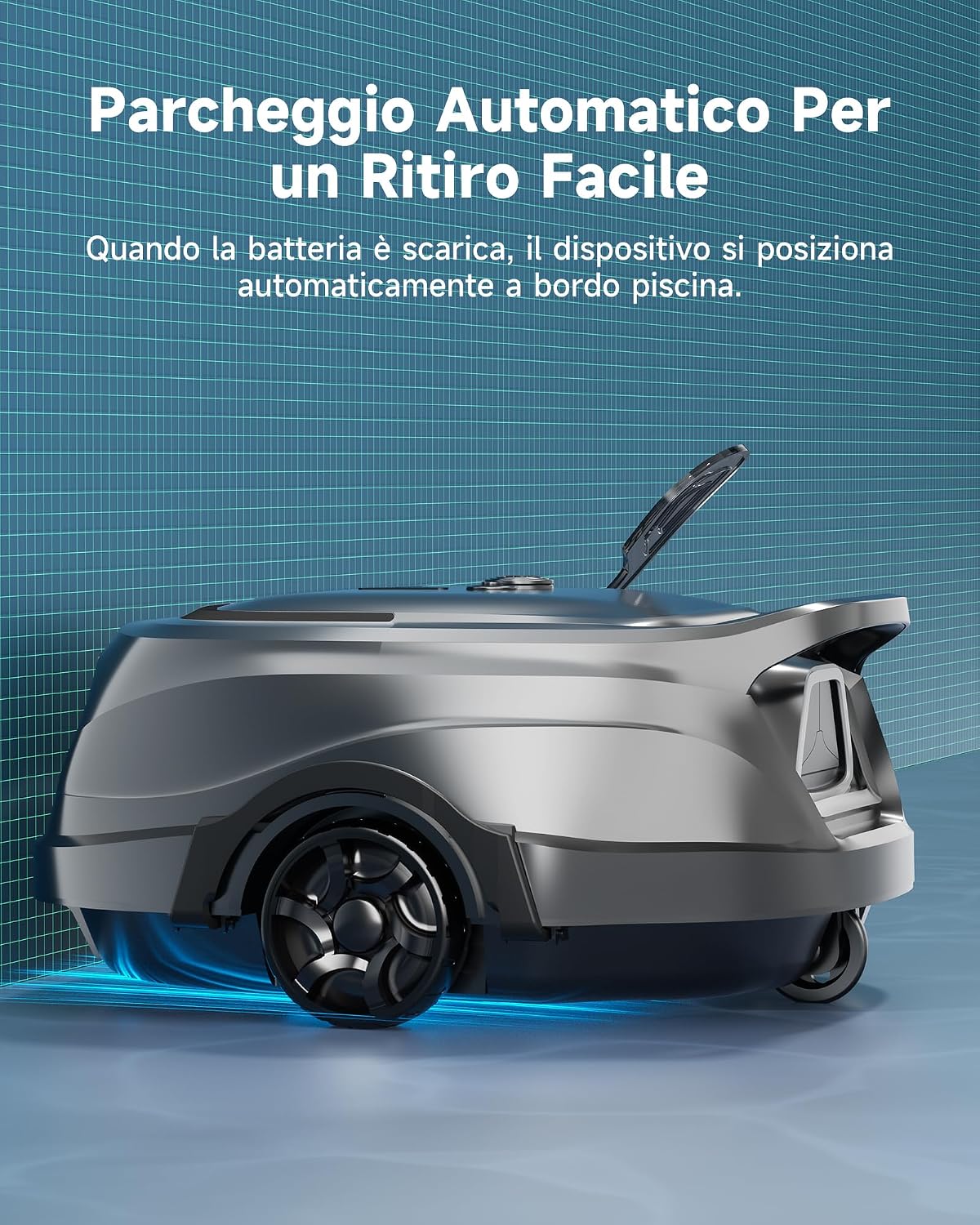 Detalle de WYBOT A1/OS2010 — Robot Piscina senza fili per manutenzione profonda, 100 m², doppia turbina e 120 minuti di autonomia (Verde Salvia)