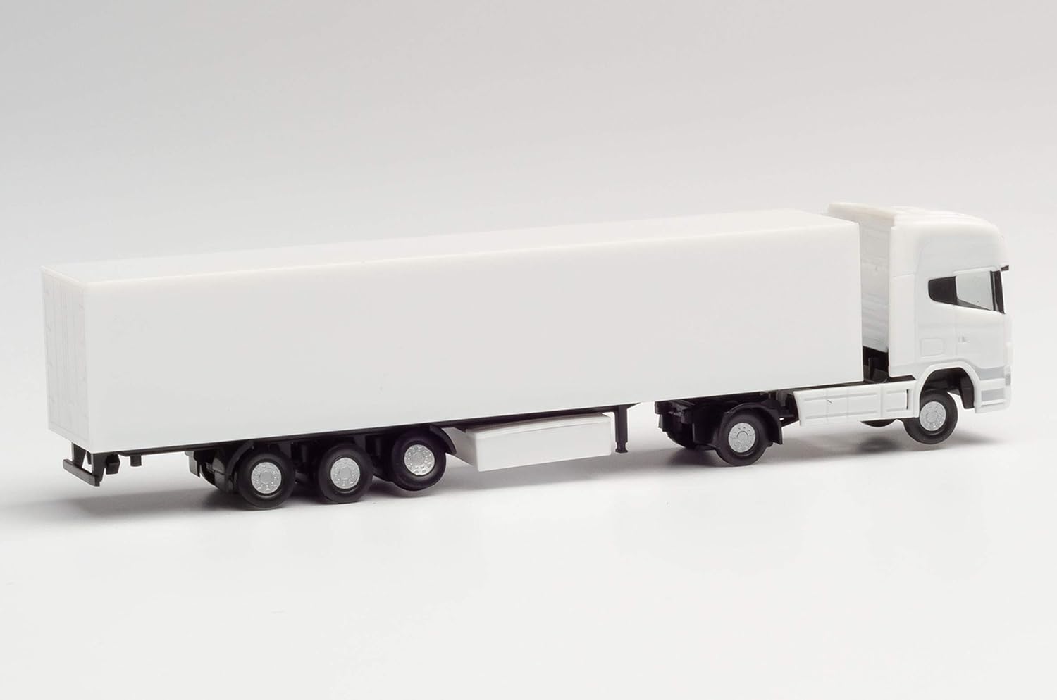 Detalle de Herpa 013802 N Scania R TL Koffer-Sattelzug – Minikit, Weiß